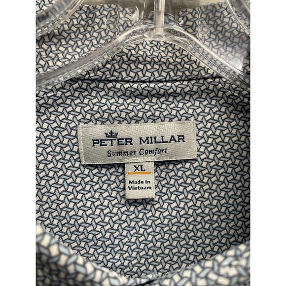 Peter Millar Shirt Adult XL White Blue Summer Comfort Button Up Mens - Picture 3 of 11